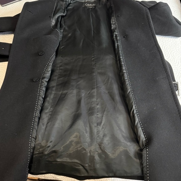 Babaton Black Double-Breasted Trench Coat Wool and Cashmere blend Large - Picture 11 of 16